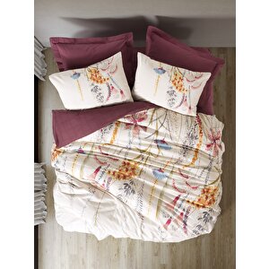 Çift Kişilik Nevresim Takımı Flos Bordo