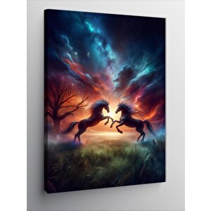 Kanvas Tablo Kalp Şeklindeki Atlar 50x70 cm