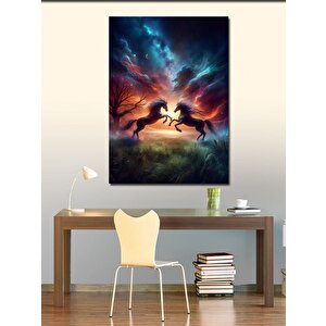Kanvas Tablo Kalp Şeklindeki Atlar 50x70 cm