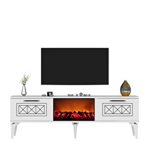 Shumenn Şömi̇neli̇ Tv Sehpasi Beyaz-Gümüş Beyaz-Gümüş