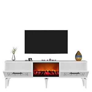 Shumenn Şömi̇neli̇ Tv Sehpasi Beyaz-Gümüş