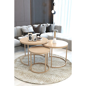 Lüks 3'lü Orta Sehpa Modern Cappuccino