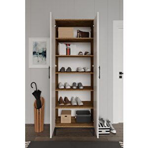 Plain Metal Ayak Metal Kulp Pla2200 Ayakkabılık Mutfak Dolabı Banyo Dolabı Balkon Dolabı Kiler Dolabı Çok Amaçlı Dolap Ekru Ceviz