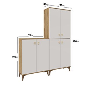 Simple Sp6190 Ayakkabılık 6 Kapaklı Mutfak Dolabı  Balkon Dolabı  Kiler Banyo Dolabı Çok Amaçlı Dolap Ekru Ceviz