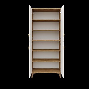 Simple Sp4190 Ayakkabılık 4 Kapaklı Mutfak Dolabı  Balkon Dolabı  Kiler Banyo Dolabı Çok Amaçlı Dolap Ekru Ceviz