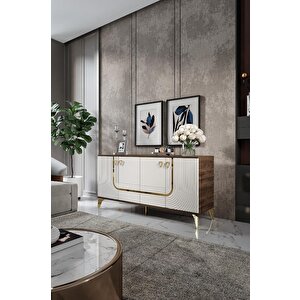 Art Konsol Mdf Mebran Kapak Cevi̇z Krem Gold