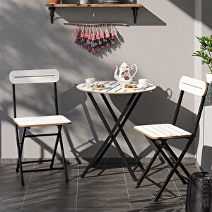 Masa Sandalye Bahçe Bistro Takım Yuvarlak Beyaz 1482