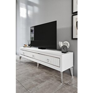 150 Cm Klas Mdf Mebran Kapak Beyaz Gümüş