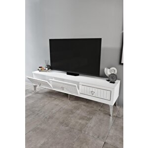 150 Cm Klas Mdf Mebran Kapak Beyaz Gümüş