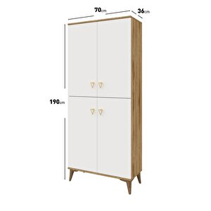 Simple Sp4190 Çok Amaçlı Dolap 4 Kapaklı Mutfak Dolabı  Balkon Dolabı  Kiler Banyo Dolabı Ayakkabılık Ekru Ceviz