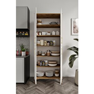 Panjurlu Metal Kulp Pnj4190 Çok Amaçlı Dolap 4 Kapaklı Mutfak Dolabı  Balkon Dolabı  Kiler Banyo Dolabı Ayakkabılık Ekru Ceviz