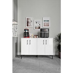 Plain Metal Ayak Metal Kulp Pla4120 Kahve Köşesi Çok Amaçlı Dolap Erzak Dolabı Kiler Dolabı Saklama Dolabı Beyaz