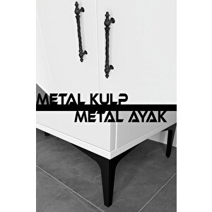 Plain Metal Ayak Metal Kulp Pla4120 Kahve Köşesi Çok Amaçlı Dolap Erzak Dolabı Kiler Dolabı Saklama Dolabı Beyaz