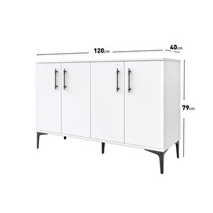 Plain Metal Ayak Metal Kulp Pla4120 Kahve Köşesi Çok Amaçlı Dolap Erzak Dolabı Kiler Dolabı Saklama Dolabı Beyaz