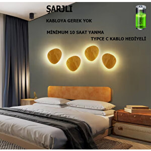 Simaavize Şarjlı Wooden Dekoratif Aplik Oval 21x25