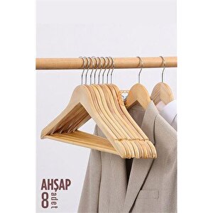 Modacar Elbise Askısı Natural Ahşap 8 Adet