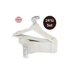 24 Adet Plastik Elbise Askısı Beyaz