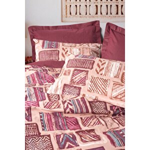 Ethnic Tek Kişilik Nevresim Takımı Estilo Bordo