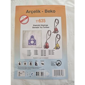 Arçelik s 6255 B,s 6355 Yp  Uyumlu Elektrikli Süpürge Toz Torbası (5 Adet)