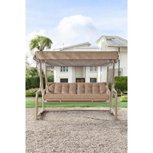 Gondol Salıncak | Üç Kişilik Metal Bahçe Salıncağı | Cappucino | Rehome