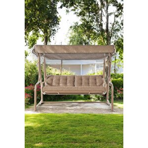 Gondol Salıncak | Üç Kişilik Metal Bahçe Salıncağı | Cappucino | Rehome