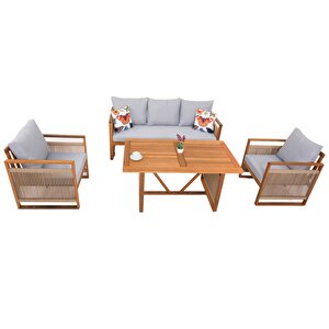 Sole Üçlü Ahşap Bahçe Oturma Grubu | Rehome