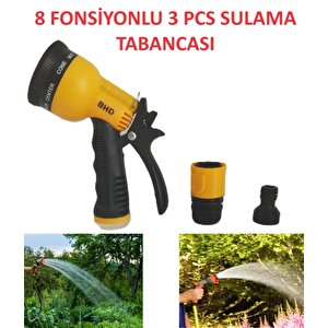Sulama Tabancası 3 Pcs 8 Fonksiyon Tabanca Bahçe Bitki Sulama Aparatı