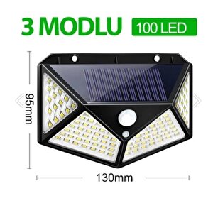 Hareket Sensörlü Güneş Enerjili  Ip65 Suya Dayanıklı 100 Led Lamba