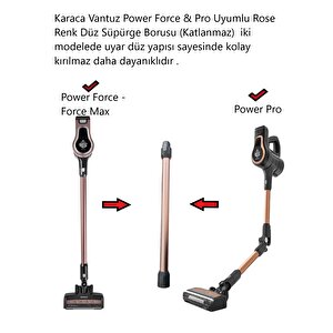Karaca Vantuz Power Force & Pro Uyumlu Rose Renk Düz Süpürge Borusu (katlanmaz)