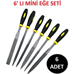 Mini Eğe Seti Çelik Törpü Takımı 6 Parça Ahşap Set Üçgen Kare Düz Yuvarlak Çok Amaçlı Hobi Set