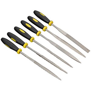 Mini Eğe Seti Çelik Törpü Takımı 6 Parça Ahşap Set Üçgen Kare Düz Yuvarlak Çok Amaçlı Hobi Set