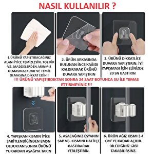 Mop Banyo Askısı Çok Amaçlı Yapışkanlı Askı 4 Adet Fırça Süpürge Papas Düzenleyici Mutfak