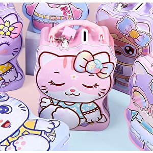 Li̇vava Kedi̇ci̇k Metal Ki̇li̇tli̇ Ve Çantali Kumbara, Pembe, 17x12 Pembe