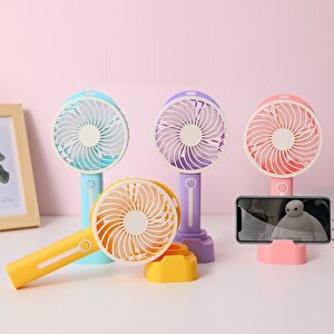 Renkli Masaüstü Fan Ve Telefon Tutucu, Şarj Edilebilir, Sarı, 18x9 Sarı