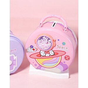 Li̇vava Astronot Metal Ki̇li̇tli̇ Ve Çantali Kumbara, Pembe, 15x14 Pembe
