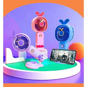 Kulaklı Masaüstü Fan Ve Telefon Tutucu, Şarj Edilebilir, Mor, 18x7 Mor
