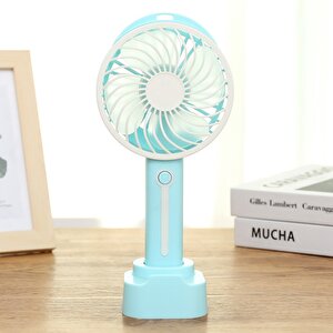 Renkli Masaüstü Fan Ve Telefon Tutucu, Şarj Edilebilir, Mavi, 18x9 Mavi