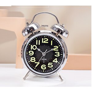 Li̇vava Metal Masa Saati̇ Alarmli Ve Işikli, Si̇yah, 16x11 Siyah