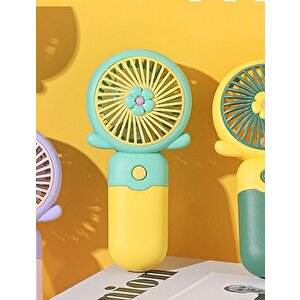 Çiçekli Mini Fan Şarj Edilebilir, Sarı, 14x7 Sarı