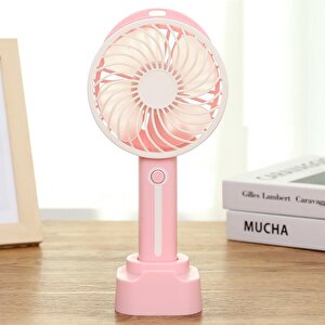 Renkli Masaüstü Fan Ve Telefon Tutucu, Şarj Edilebilir, Pembe, 18x9 Pembe