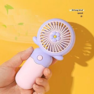 Çiçekli Mini Fan Şarj Edilebilir, Pembe, 14x7 Pembe