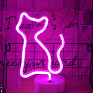 Kedi̇ci̇k Neon Lamba, Mor, 25x15