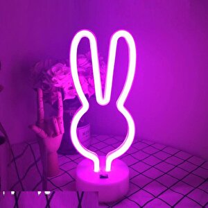 Tavşan Neon Lamba, Mor, 28x11