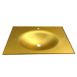 Cam Lavabo 15 Mm 80 X 56 Cm Altın Rengi