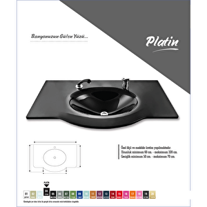 Cam Lavabo Platin Modeli 70x56 Cm