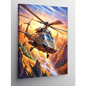 Kanvas Tablo Askeri Helikopter Çizimi 70x100 cm