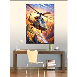 Kanvas Tablo Askeri Helikopter Çizimi 100x140 cm