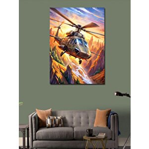 Kanvas Tablo Askeri Helikopter Çizimi 100x140 cm