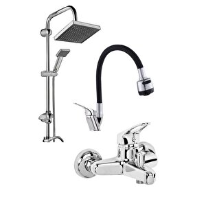 Pro Germany Mix Banyo Bataryası Robot Yağmurlama Tepe Duş Seti Duş Başlığı 3'li Robotvebataryaset...