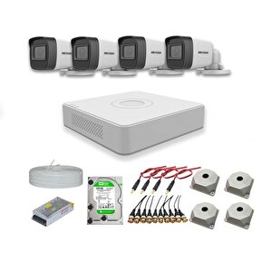 Hikvision 2mp 4 Kameralı Dış Ortam Ahd Hd-tvi Full Kamera Seti 500gb Disk